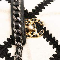 Pre Owned Chanel White Medium Crochet Calfskin 19 Flap