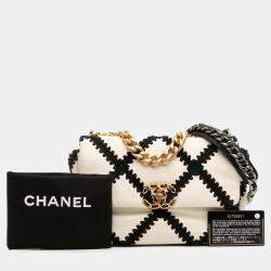 Pre Owned Chanel White Medium Crochet Calfskin 19 Flap