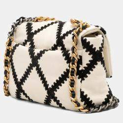 Pre Owned Chanel White Medium Crochet Calfskin 19 Flap