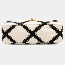Pre Owned Chanel White Medium Crochet Calfskin 19 Flap