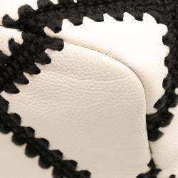Pre Owned Chanel White Medium Crochet Calfskin 19 Flap