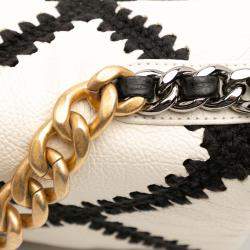 Pre Owned Chanel White Medium Crochet Calfskin 19 Flap