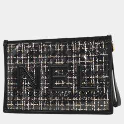 Pre Owned Chanel Black Lambskin PVC Clutch Bag