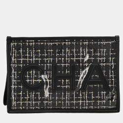 Pre Owned Chanel Black Lambskin PVC Clutch Bag