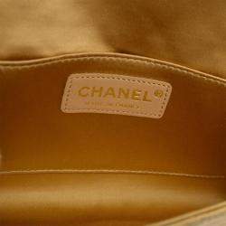 Pre Owned Chanel Gold Satin Straight Flap Shoulder Bag