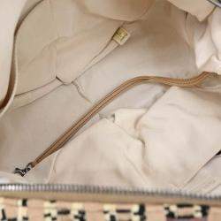 Pre Owned Chanel Beige Fabric Hobo Shoulder Bag