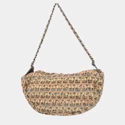 Pre Owned Chanel Beige Fabric Hobo Shoulder Bag