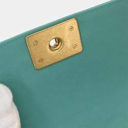 Pre Owned Boy Chanel Emerald Green Lambskin Small Chain Shoulder Bag