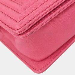 Pre Owned Chanel Boy Chanel Pink Calfskin Small Chain Shoulder Bag
