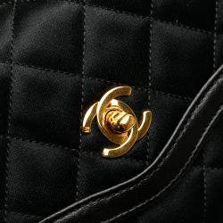 Pre Owned Chanel Black CC Quilted Satin Bijoux Chain Single Flap