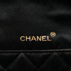 Pre Owned Chanel Black CC Quilted Satin Bijoux Chain Single Flap
