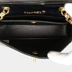 Pre Owned Chanel Black CC Quilted Satin Bijoux Chain Single Flap