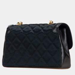 Pre Owned Chanel Black CC Quilted Satin Bijoux Chain Single Flap