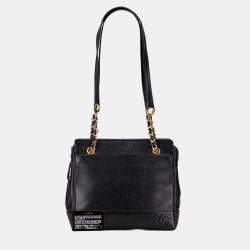 Pre Owned Chanel Black Triple CC Caviar Tote