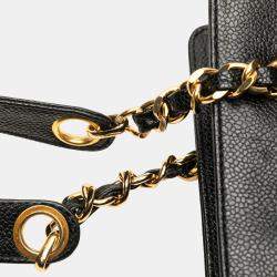 Pre Owned Chanel Black Triple CC Caviar Tote