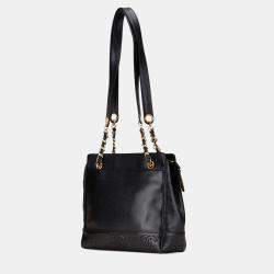 Pre Owned Chanel Black Triple CC Caviar Tote