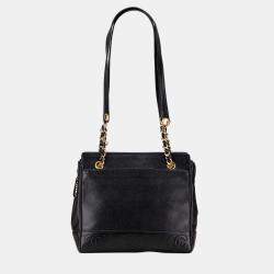Pre Owned Chanel Black Triple CC Caviar Tote