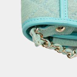 Pre Owned Chanel Blue Mini CC Quilted Denim Messenger Flap