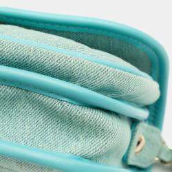 Pre Owned Chanel Blue Mini CC Quilted Denim Messenger Flap