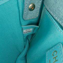 Pre Owned Chanel Blue Mini CC Quilted Denim Messenger Flap