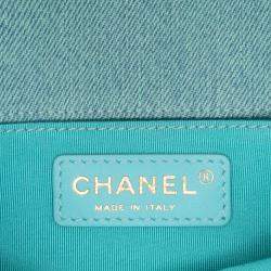 Pre Owned Chanel Blue Mini CC Quilted Denim Messenger Flap