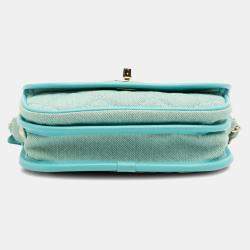 Pre Owned Chanel Blue Mini CC Quilted Denim Messenger Flap