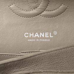 Pre Owned Chanel Grey Medium Classic Caviar Double Flap