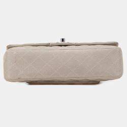 Pre Owned Chanel Grey Medium Classic Caviar Double Flap