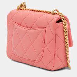 Pre Owned Chanel Pink Mini Lambskin Pending CC Flap