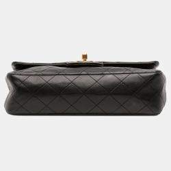 Pre Owned Chanel Black Small Classic Lambskin Double Flap