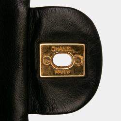 Pre Owned Chanel Black Small Classic Lambskin Double Flap