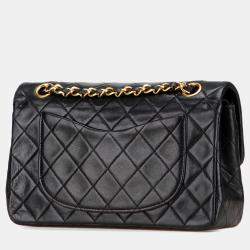 Pre Owned Chanel Black Small Classic Lambskin Double Flap