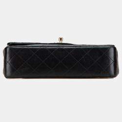 Pre Owned Chanel Black Small Classic Lambskin Double Flap
