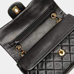 Pre Owned Chanel Black Small Classic Lambskin Double Flap