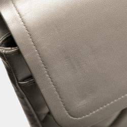 Pre Owned Chanel Silver Maxi Classic Lambskin Double Flap
