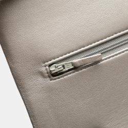 Pre Owned Chanel Silver Maxi Classic Lambskin Double Flap