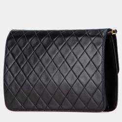 Pre Owned Chanel Black Medium CC Quilted Lambskin Single Flap