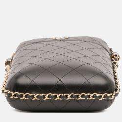 Pre Owned Chanel Black CC Quilted Lambskin Chain Around Phone Holder