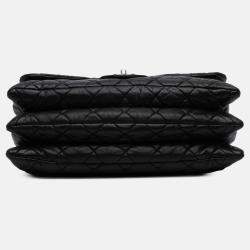 Pre Owned Chanel Black Maxi Quilted Lambskin 3 Flap
