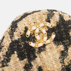 Pre Owned Chanel Brown Tweed 19 Round Clutch with Chain and Coin Purse