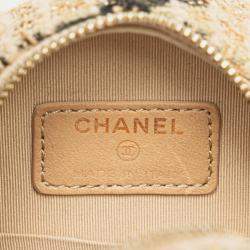 Pre Owned Chanel Brown Tweed 19 Round Clutch with Chain and Coin Purse