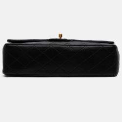 Pre Owned Chanel Black Medium Classic Lambskin Double Flap