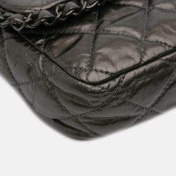 Pre Owned Chanel Grey Medium Quilted Metallic Aged Calfskin Chain Me Flap