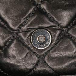 Pre Owned Chanel Grey Medium Quilted Metallic Aged Calfskin Chain Me Flap
