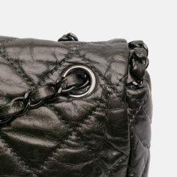 Pre Owned Chanel Grey Medium Quilted Metallic Aged Calfskin Chain Me Flap