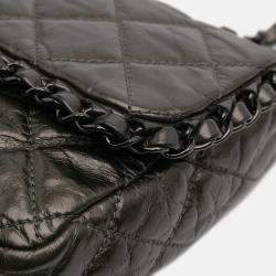 Pre Owned Chanel Grey Medium Quilted Metallic Aged Calfskin Chain Me Flap