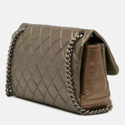 Pre Owned Chanel Brown Small Aged Calfskin Lady Pearly Flap
