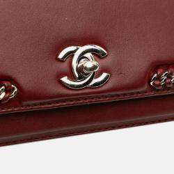 Pre Owned Chanel Red Small Calfskin Braided Chic Flap