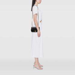Pre Owned Chanel Black Mini Quilted Calfskin Crystal Pearls Chain Flap