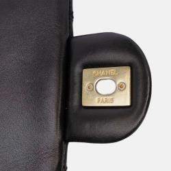 Pre Owned Chanel Black Mini Quilted Calfskin Crystal Pearls Chain Flap